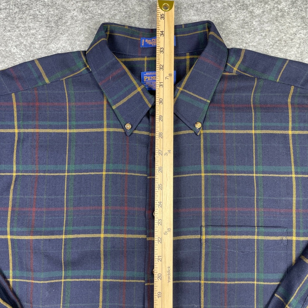 Pendleton 100% Virgin Wool Shirt Mens XXL Blue Sir Pendleton Tartan Plaid Button - Picture 7 of 11